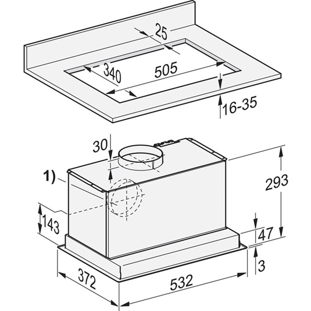 Miele DA2450 50 cm Integrated Cooker Hood