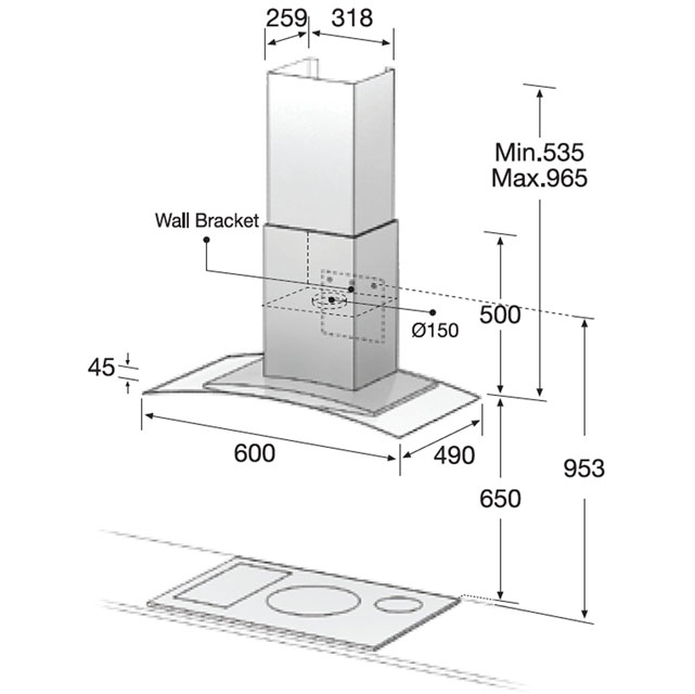 Samsung HC6347BG 60 cm Chimney Cooker Hood