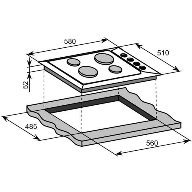 Baumatic BHS600.5SS 58cm Solid Plate Hob